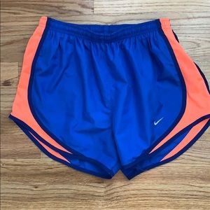 Nike running shorts blue, coral, & navy trim